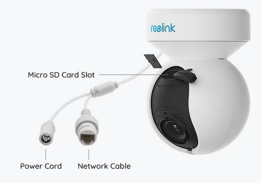 Reolink E Series E560 PTZ AI WiFi 6 kamera LED-kohdevaloilla (valkoinen) + 64GB muistikortti