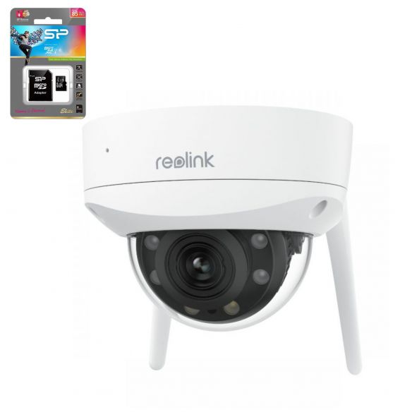 Reolink W437 8MP AI WiFi 6 Dome valvontakamera optisella zoomilla + 64GB muistikortti